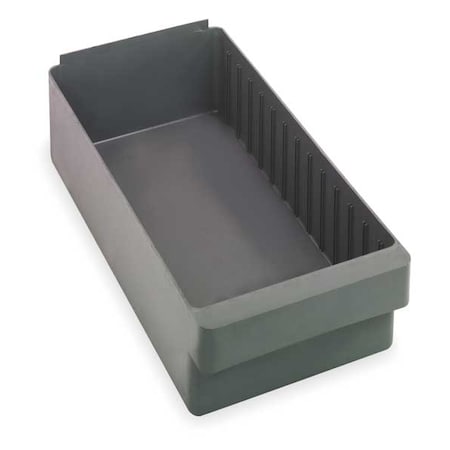 Drawer Storage Bin, High Impact Polystyrene, Gray, 4 5/8 in H, 8 3/8 in W, 17 5/8 in L MPN:QED606GY