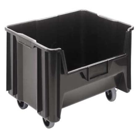 Mobile Storage Bin, Polyethylene, Black, 12 1/2 in H, 19 7/8 in W, 15 1/4 in L MPN:QGH705MOBBK