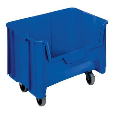 Mobile Storage Bin, Polyethylene, Blue, 12 1/2 in H, 19 7/8 in W, 15 1/4 in L MPN:QGH705MOBBL