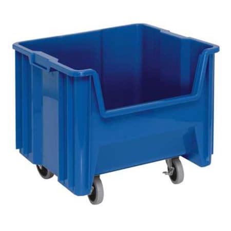 Mobile Storage Bin, Polyethylene, Blue, 12 1/2 in H, 16 1/2 in W, 17 1/2 in L MPN:QGH805MOBBL