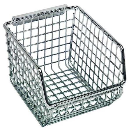 Hang & Stack Storage Bin, Wire, Chrome, 3 in H, 4 1/4 in W, 5 1/4 in L MPN:QMB510C