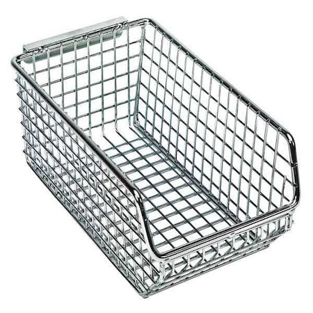 Hang & Stack Storage Bin, Wire, Chrome, 3 in H, 4 1/4 in W, 7 1/4 in L MPN:QMB520C