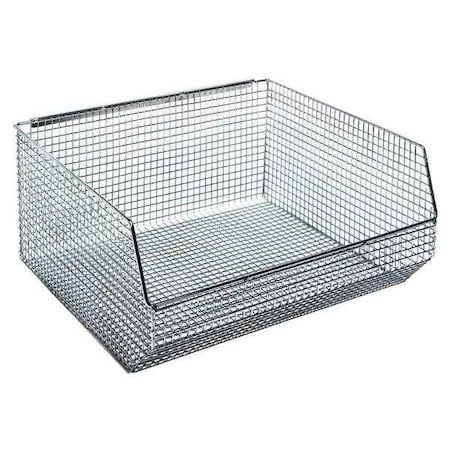 Hang & Stack Storage Bin, Wire, Chrome, 7 in H, 16 1/4 in W, 14 1/2 in L MPN:QMB550C