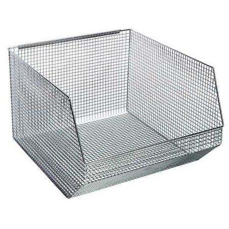 Hang & Stack Storage Bin, Wire, Chrome, 11 1/4 in H, 17 in W, 18 1/2 in L MPN:QMB570C