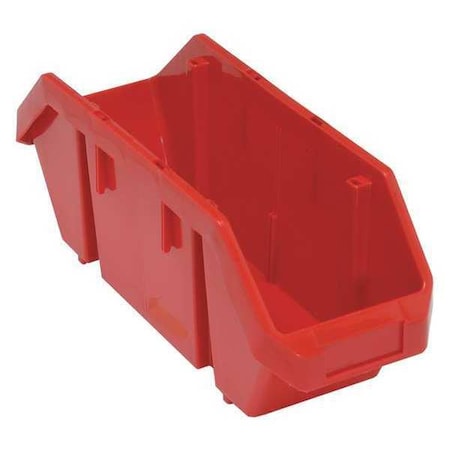 Hang & Stack Storage Bin, Plastic, Red, 7 in H, 6 5/8 in W, 18 1/2 in L MPN:QP1867RD