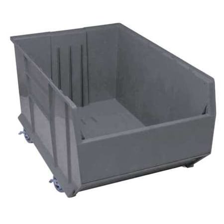 Mobile Storage Bin, Polypropylene, Gray, 17 1/2 in H, 23 7/8 in W, 41 7/8 in L MPN:QRB256MOBGY