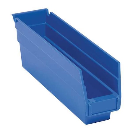 Shelf Storage Bin, Polypropylene, Blue, 4 in H, 2 3/4 in W, 11 5/8 in L MPN:QSB100BL