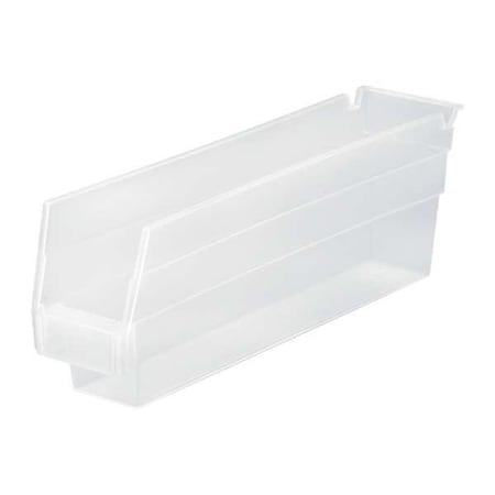Shelf Storage Bin, Polypropylene, Clear, 4 in H, 2 3/4 in W, 11 5/8 in L MPN:QSB100CL
