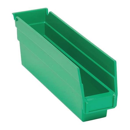 Shelf Storage Bin, Polypropylene, Green, 4 in H, 2 3/4 in W, 11 5/8 in L MPN:QSB100GN