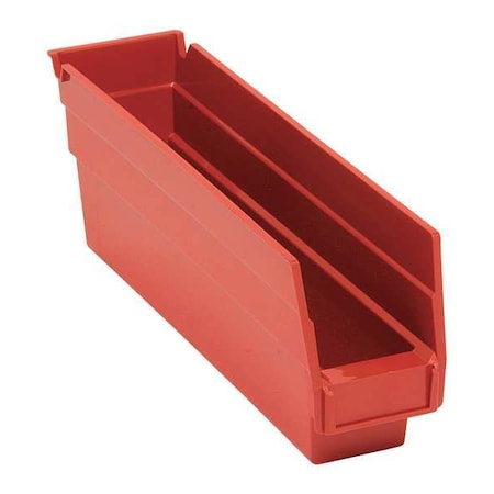 Shelf Storage Bin, Polypropylene, Red, 4 in H, 2 3/4 in W, 11 5/8 in L MPN:QSB100RD