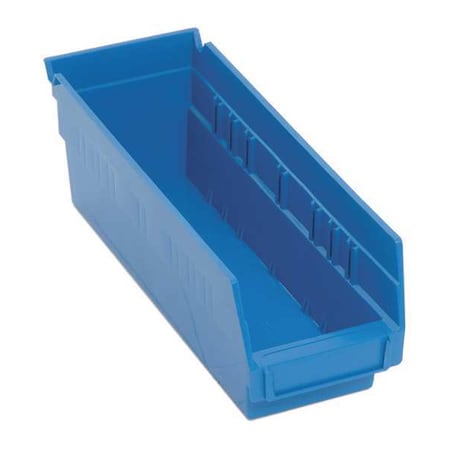Shelf Storage Bin, Polypropylene, Blue, 4 in H, 4 1/8 in W, 11 5/8 in L MPN:QSB101BL