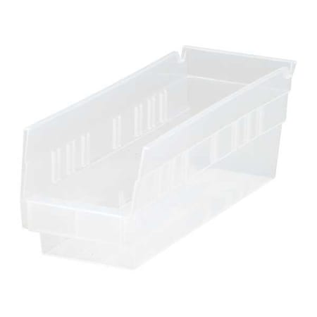Shelf Storage Bin, Polypropylene, Clear, 4 in H, 4 1/8 in W, 11 5/8 in L MPN:QSB101CL