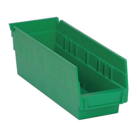 Shelf Storage Bin, Polypropylene, Green, 4 in H, 4 1/8 in W, 11 5/8 in L MPN:QSB101GN