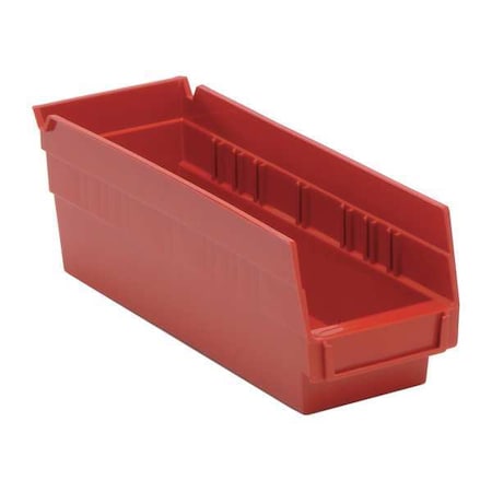 Shelf Storage Bin, Polypropylene, Red, 4 in H, 4 1/8 in W, 11 5/8 in L MPN:QSB101RD