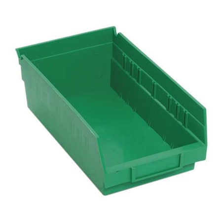 Shelf Storage Bin, Polypropylene, Green, 4 in H, 6 5/8 in W, 11 5/8 in L MPN:QSB102GN