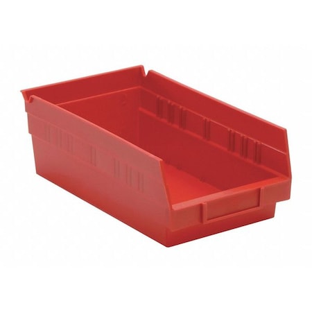 Shelf Storage Bin, Polypropylene, Red, 4 in H, 6 5/8 in W, 11 5/8 in L MPN:QSB102RD