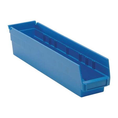 Shelf Storage Bin, Polypropylene, Blue, 4 in H, 4 1/8 in W, 17 7/8 in L MPN:QSB103BL