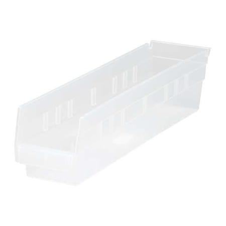 Shelf Storage Bin, Polypropylene, Clear, 4 in H, 4 1/8 in W, 17 7/8 in L MPN:QSB103CL
