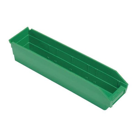 Shelf Storage Bin, Polypropylene, Green, 4 in H, 4 1/8 in W, 17 7/8 in L MPN:QSB103GN