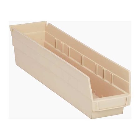Shelf Storage Bin, Polypropylene, Ivory, 4 in H, 4 1/8 in W, 17 7/8 in L MPN:QSB103IV