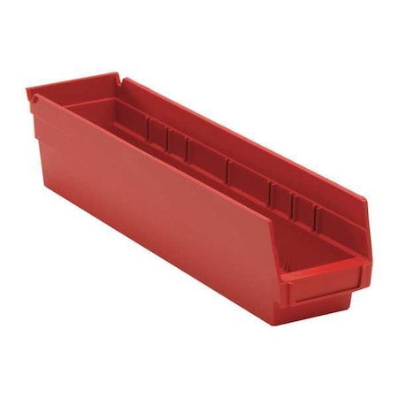 Shelf Storage Bin, Polypropylene, Red, 4 in H, 4 1/8 in W, 17 7/8 in L MPN:QSB103RD