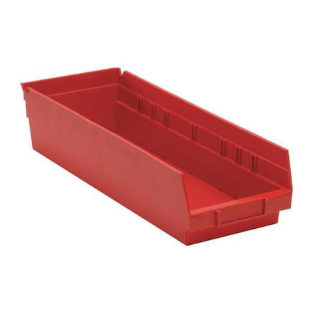 Shelf Storage Bin, Polypropylene, Red, 4 in H, 6 5/8 in W, 17 7/8 in L MPN:QSB104RD