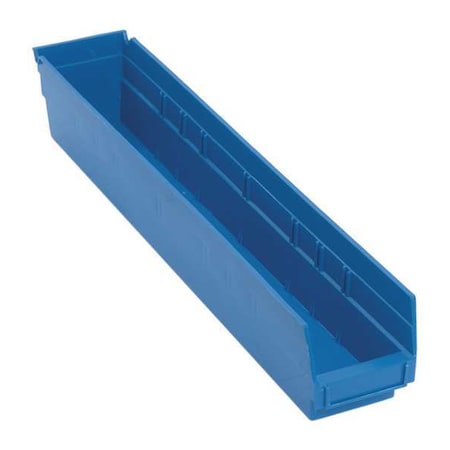 Shelf Storage Bin, Polypropylene, Blue, 4 in H, 4 1/8 in W, 23 5/8 in L MPN:QSB105BL