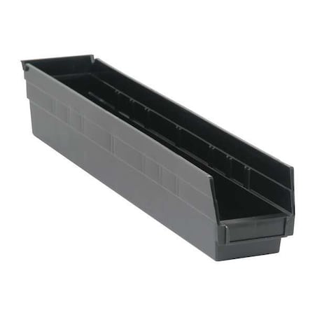 Shelf Storage Bin, Polypropylene, Black, 4 in H, 4 1/8 in W, 23 5/8 in L MPN:QSB105CO