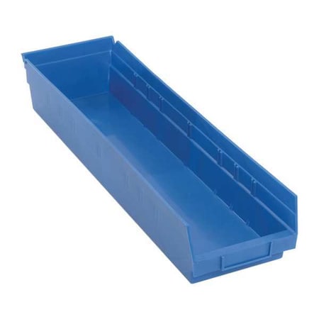 Shelf Storage Bin, Polypropylene, Blue, 4 in H, 6 5/8 in W, 23 5/8 in L MPN:QSB106BL