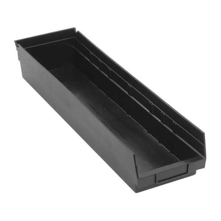 Shelf Storage Bin, Polypropylene/Polyethylene, Black, 4 in H, 6 5/8 in W, 23 5/8 in L MPN:QSB106BR