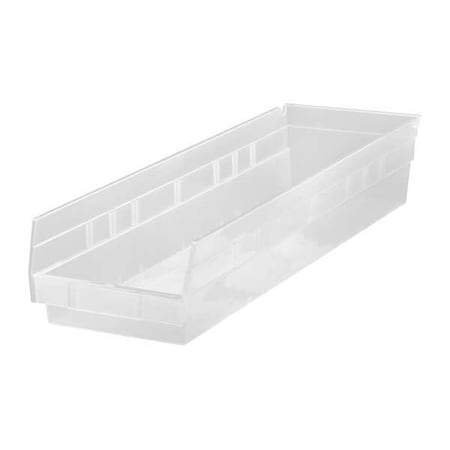 Shelf Storage Bin, Polypropylene, Clear, 4 in H, 6 5/8 in W, 23 5/8 in L MPN:QSB106CL