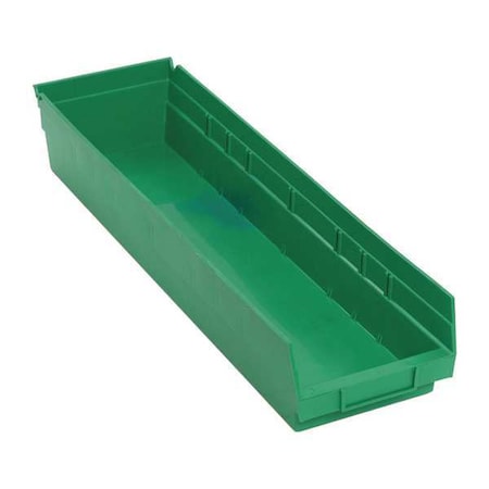 Shelf Storage Bin, Polypropylene, Green, 4 in H, 6 5/8 in W, 23 5/8 in L MPN:QSB106GN