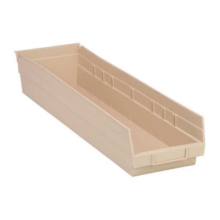 Shelf Storage Bin, Polypropylene, Ivory, 4 in H, 6 5/8 in W, 23 5/8 in L MPN:QSB106IV