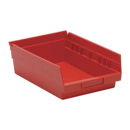 Shelf Storage Bin, Polypropylene, Red, 4 in H, 8 3/8 in W, 11 5/8 in L MPN:QSB107RD