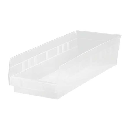 Shelf Storage Bin, Polypropylene, Clear, 4 in H, 8 3/8 in W, 17 7/8 in L MPN:QSB108CL