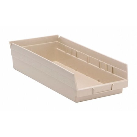 Shelf Storage Bin, Polypropylene, Ivory, 4 in H, 8 3/8 in W, 17 7/8 in L MPN:QSB108IV