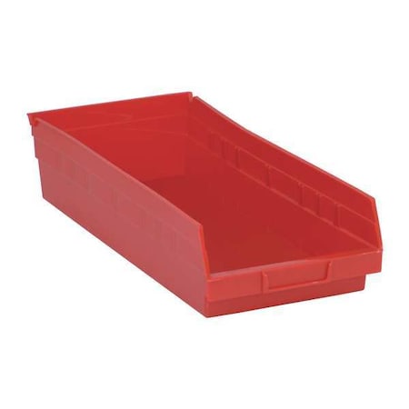 Shelf Storage Bin, Polypropylene, Red, 4 in H, 8 3/8 in W, 17 7/8 in L MPN:QSB108RD