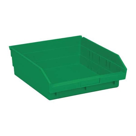 Shelf Storage Bin, Polypropylene, Green, 4 in H, 11 1/8 in W, 11 5/8 in L MPN:QSB109GN