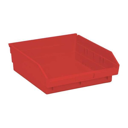Shelf Storage Bin, Polypropylene, Red, 4 in H, 11 1/8 in W, 11 5/8 in L MPN:QSB109RD