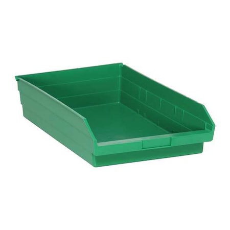Shelf Storage Bin, Polypropylene, Green, 4 in H, 11 1/8 in W, 17 7/8 in L MPN:QSB110GN