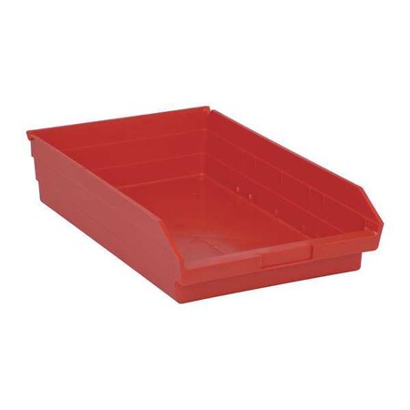 Shelf Storage Bin, Polypropylene, Red, 4 in H, 11 1/8 in W, 17 7/8 in L MPN:QSB110RD
