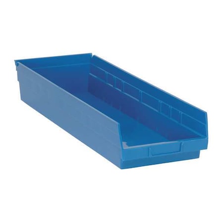 Shelf Storage Bin, Polypropylene, Blue, 4 in H, 8 3/8 in W, 23 5/8 in L MPN:QSB114BL