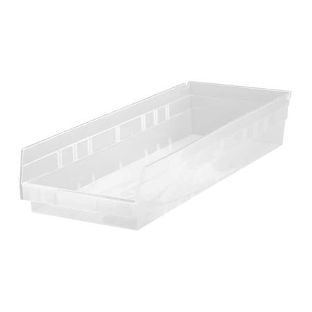 Shelf Storage Bin, Polypropylene, Clear, 4 in H, 8 3/8 in W, 23 5/8 in L MPN:QSB114CL