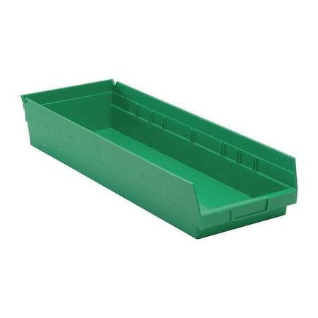 Shelf Storage Bin, Polypropylene, Green, 4 in H, 8 3/8 in W, 23 5/8 in L MPN:QSB114GN