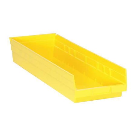 Shelf Storage Bin, Polypropylene, Yellow, 4 in H, 8 3/8 in W, 23 5/8 in L MPN:QSB114YL