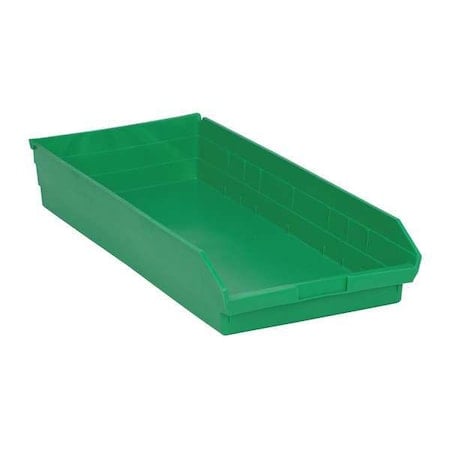 Shelf Storage Bin, Polypropylene, Green, 4 in H, 11 1/8 in W, 23 5/8 in L MPN:QSB116GN