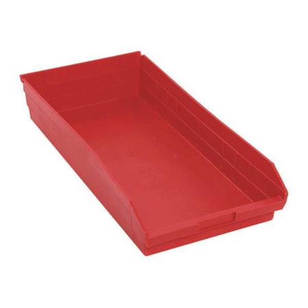 Shelf Storage Bin, Polypropylene, Red, 4 in H, 11 1/8 in W, 23 5/8 in L MPN:QSB116RD