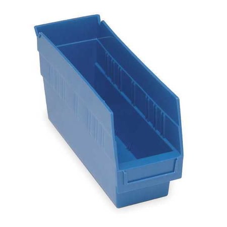Shelf Storage Bin, Polypropylene, Blue, 6 in H, 4 1/8 in W, 11 5/8 in L MPN:QSB201BL