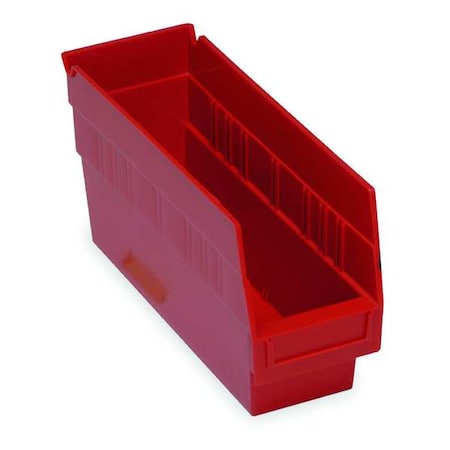Shelf Storage Bin, Polypropylene, Red, 6 in H, 4 1/8 in W, 11 5/8 in L MPN:QSB201RD