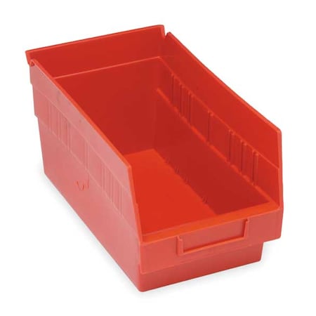 Shelf Storage Bin, Polypropylene, Red, 6 in H, 6 5/8 in W, 11 5/8 in L MPN:QSB202RD